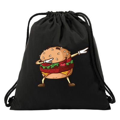 Cheeseburger Dab Pose Dabbing Dance National Burger Day Pun Meaningful Gift Drawstring Bag