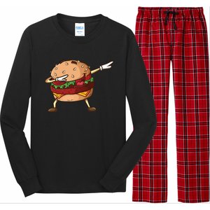 Cheeseburger Dab Pose Dabbing Dance National Burger Day Pun Meaningful Gift Long Sleeve Pajama Set