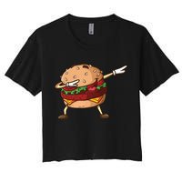 Cheeseburger Dab Pose Dabbing Dance National Burger Day Pun Meaningful Gift Women's Crop Top Tee