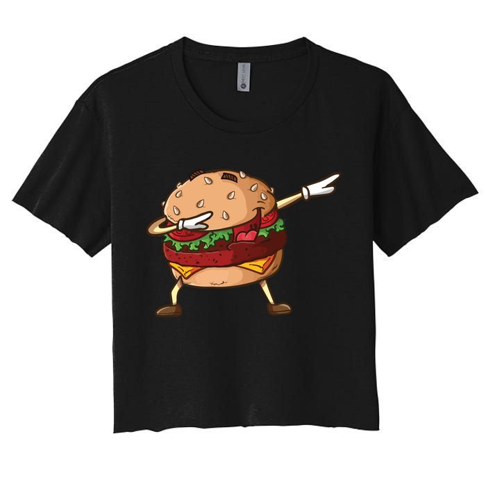 Cheeseburger Dab Pose Dabbing Dance National Burger Day Pun Meaningful Gift Women's Crop Top Tee