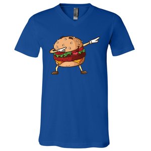 Cheeseburger Dab Pose Dabbing Dance National Burger Day Pun Meaningful Gift V-Neck T-Shirt