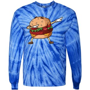 Cheeseburger Dab Pose Dabbing Dance National Burger Day Pun Meaningful Gift Tie-Dye Long Sleeve Shirt