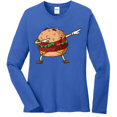 Cheeseburger Dab Pose Dabbing Dance National Burger Day Pun Meaningful Gift Ladies Long Sleeve Shirt