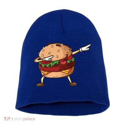 Cheeseburger Dab Pose Dabbing Dance National Burger Day Pun Meaningful Gift Short Acrylic Beanie