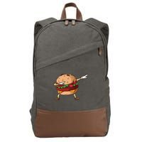 Cheeseburger Dab Pose Dabbing Dance National Burger Day Pun Meaningful Gift Cotton Canvas Backpack