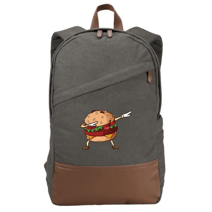 Cheeseburger Dab Pose Dabbing Dance National Burger Day Pun Meaningful Gift Cotton Canvas Backpack