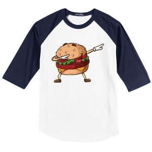 Cheeseburger Dab Pose Dabbing Dance National Burger Day Pun Meaningful Gift Baseball Sleeve Shirt