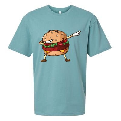 Cheeseburger Dab Pose Dabbing Dance National Burger Day Pun Meaningful Gift Sueded Cloud Jersey T-Shirt