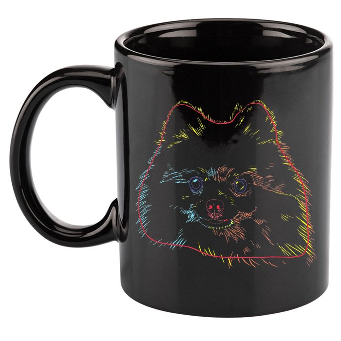 Colourful Dog Pomeranian 11oz C Handle Ceramic Mug