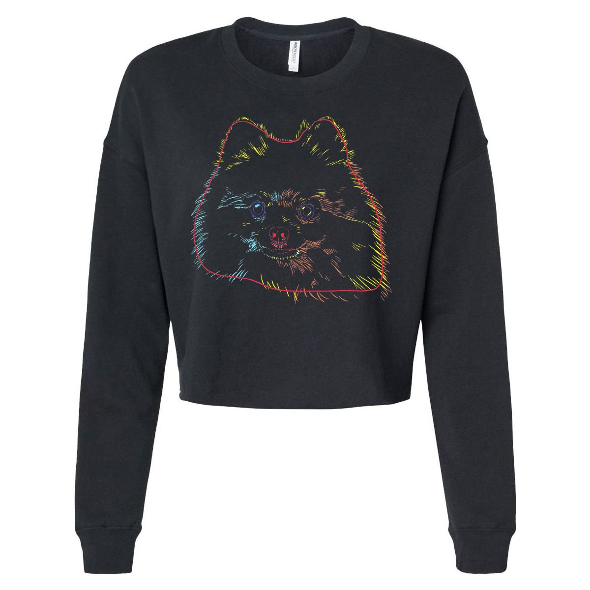 Colourful Dog Pomeranian Cropped Pullover Crew