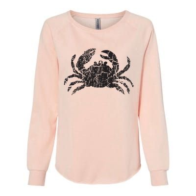 Crab Distressed Print Vintage Crab Womens California Wash Sweatshirt