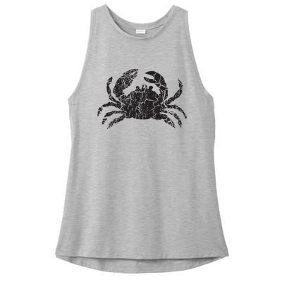 Crab Distressed Print Vintage Crab Ladies PosiCharge Tri-Blend Wicking Tank