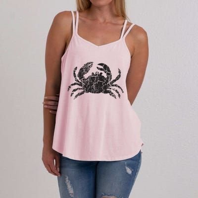 Crab Distressed Print Vintage Crab Women's Strappy Tank