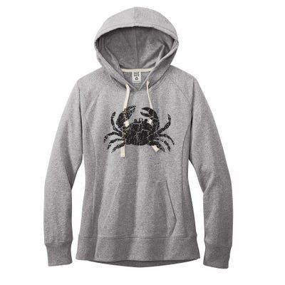 Crab Distressed Print Vintage Crab Women's Fleece Hoodie