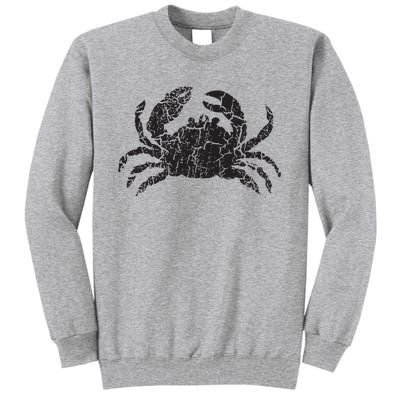 Crab Distressed Print Vintage Crab Tall Sweatshirt