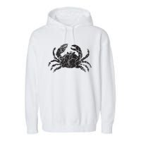 Crab Distressed Print Vintage Crab Garment-Dyed Fleece Hoodie