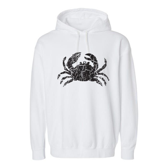 Crab Distressed Print Vintage Crab Garment-Dyed Fleece Hoodie