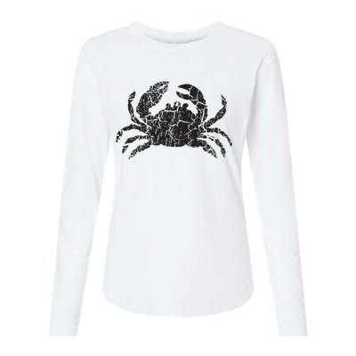 Crab Distressed Print Vintage Crab Womens Cotton Relaxed Long Sleeve T-Shirt