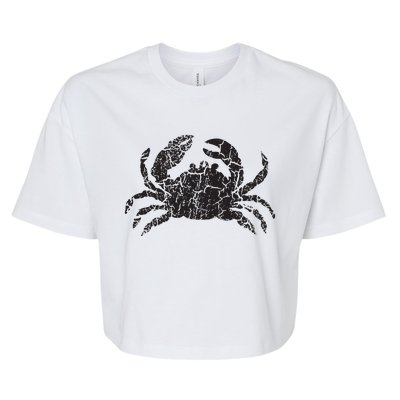 Crab Distressed Print Vintage Crab Bella+Canvas Jersey Crop Tee