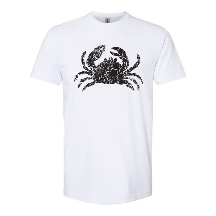 Crab Distressed Print Vintage Crab Softstyle CVC T-Shirt