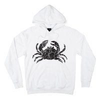 Crab Distressed Print Vintage Crab Hoodie