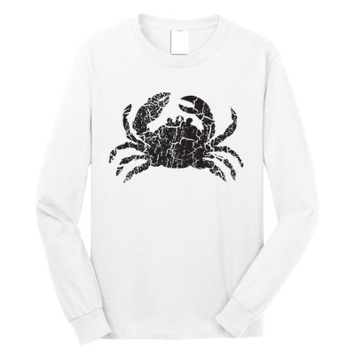 Crab Distressed Print Vintage Crab Long Sleeve Shirt