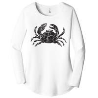 Crab Distressed Print Vintage Crab Women's Perfect Tri Tunic Long Sleeve Shirt