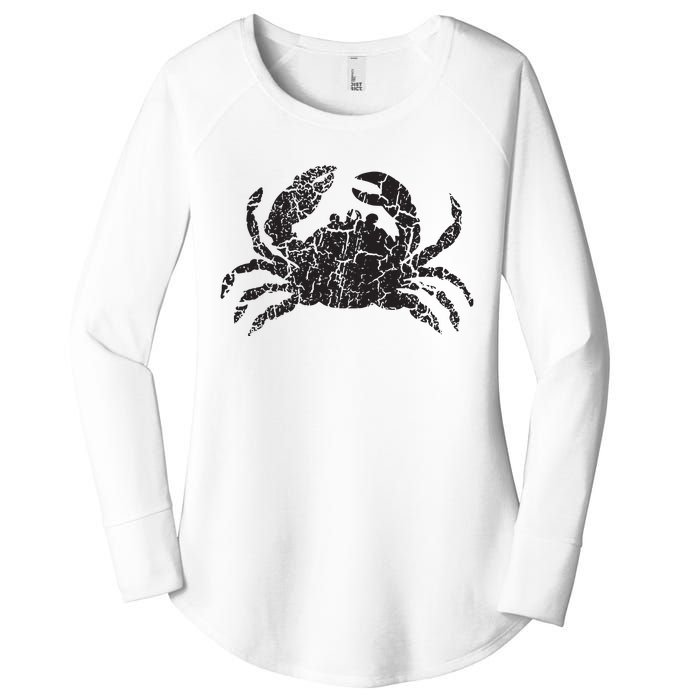 Crab Distressed Print Vintage Crab Women's Perfect Tri Tunic Long Sleeve Shirt