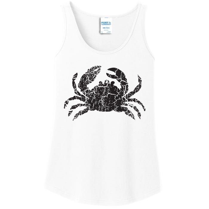 Crab Distressed Print Vintage Crab Ladies Essential Tank