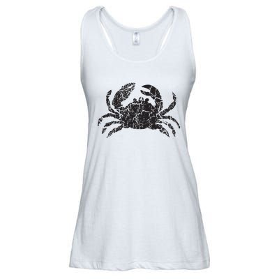 Crab Distressed Print Vintage Crab Ladies Essential Flowy Tank