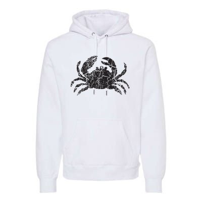 Crab Distressed Print Vintage Crab Premium Hoodie