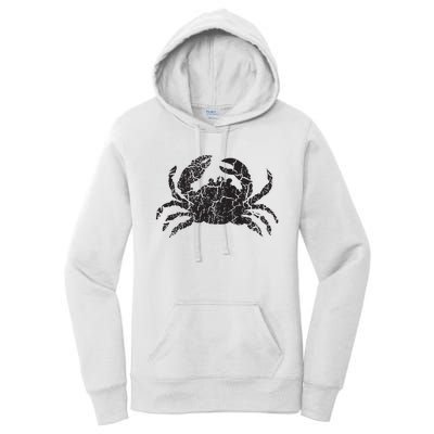 Crab Distressed Print Vintage Crab Women's Pullover Hoodie