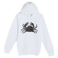 Crab Distressed Print Vintage Crab Premium Pullover Hoodie