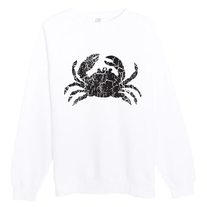 Crab Distressed Print Vintage Crab Premium Crewneck Sweatshirt