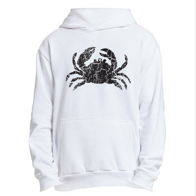 Crab Distressed Print Vintage Crab Urban Pullover Hoodie