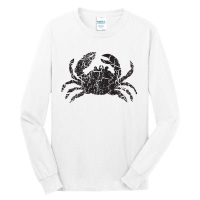 Crab Distressed Print Vintage Crab Tall Long Sleeve T-Shirt