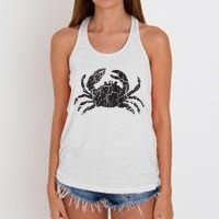 Crab Distressed Print Vintage Crab Women's Knotted Racerback Tank