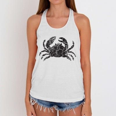 Crab Distressed Print Vintage Crab Women's Knotted Racerback Tank