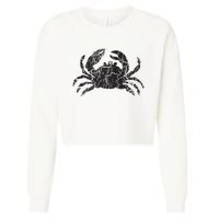 Crab Distressed Print Vintage Crab Cropped Pullover Crew