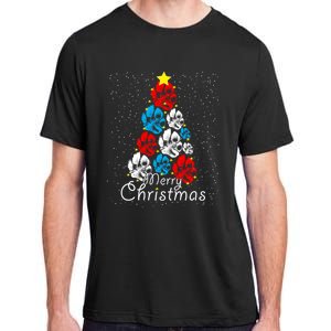 Cute Dog Paw Print Christmas Tree Gift Adult ChromaSoft Performance T-Shirt