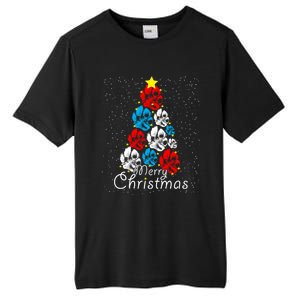 Cute Dog Paw Print Christmas Tree Gift Tall Fusion ChromaSoft Performance T-Shirt