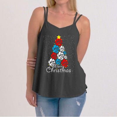 Cute Dog Paw Print Christmas Tree Gift Women's Strappy Tank