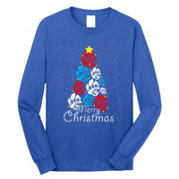 Cute Dog Paw Print Christmas Tree Gift Long Sleeve Shirt