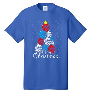 Cute Dog Paw Print Christmas Tree Gift Tall T-Shirt