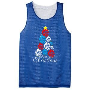 Cute Dog Paw Print Christmas Tree Gift Mesh Reversible Basketball Jersey Tank