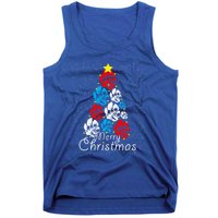 Cute Dog Paw Print Christmas Tree Gift Tank Top