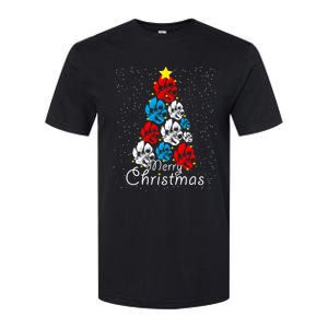 Cute Dog Paw Print Christmas Tree Gift Softstyle CVC T-Shirt