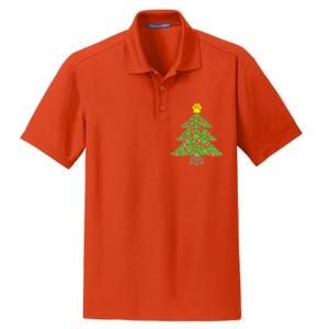 Cute Dog Paw Print Christmas Tree Funny Gift Dry Zone Grid Polo