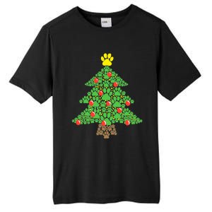 Cute Dog Paw Print Christmas Tree Funny Gift Tall Fusion ChromaSoft Performance T-Shirt