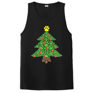 Cute Dog Paw Print Christmas Tree Funny Gift PosiCharge Competitor Tank